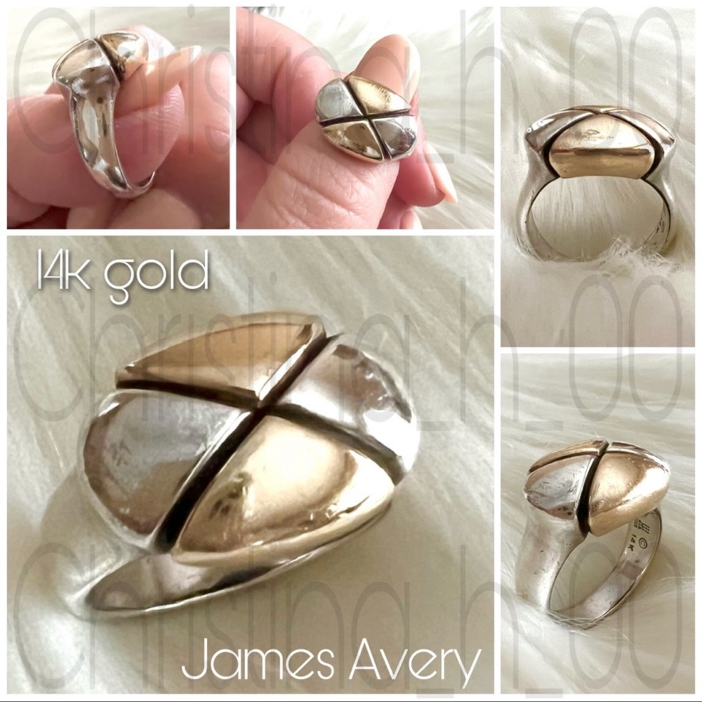 14k James Avery hemisphere X ring tall and wide substantial